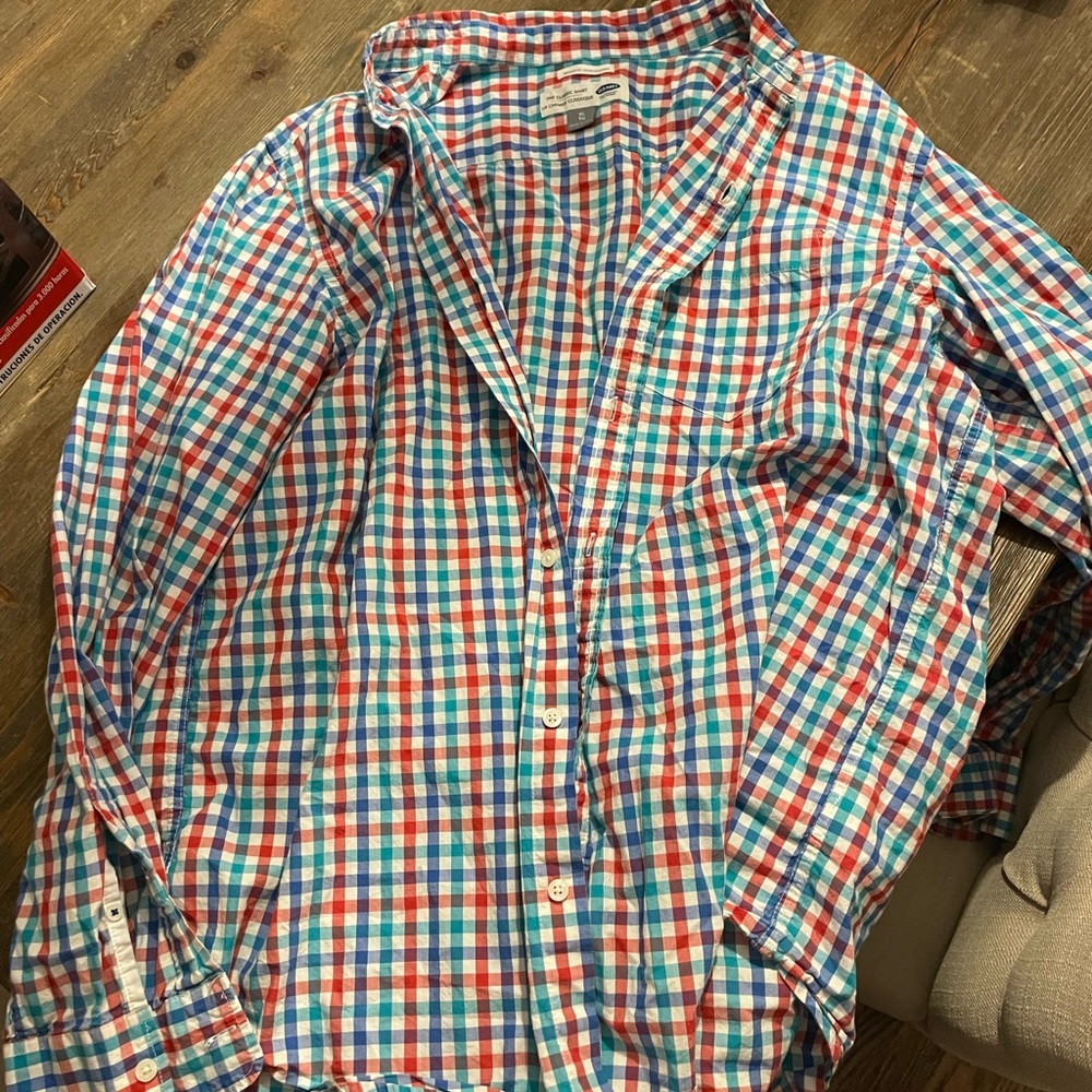 Red blue mens button up